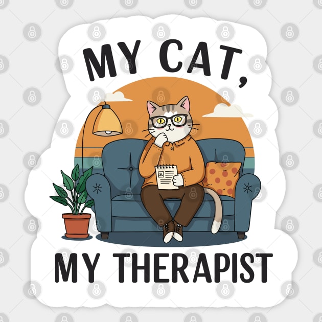My Cat my Therapist Sticker by enrynz